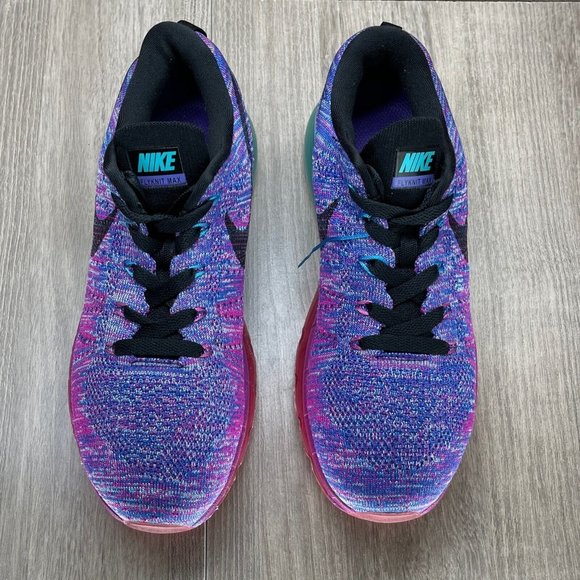 Nike Sneakers Women's Size 7 Flyknit Air Max Athletic Running Ombre Purple Pink - Picture 2 of 10